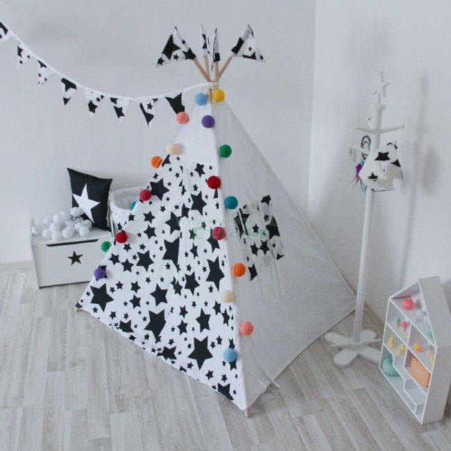 Вигвам Black Stars с окном и карманом, Арт. vv010340 Вигвам Black Stars с окном и карманом, Арт. vv010340