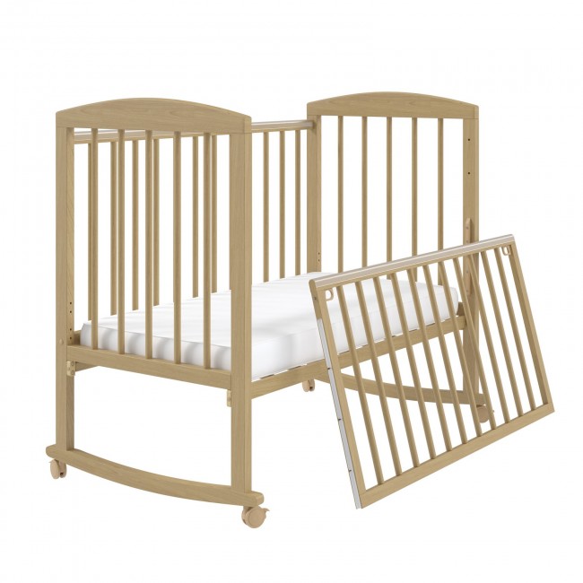 Кроватка LILU-2 колесо-качалка натуральный Кроватка LILU-2 колесо-качалка натуральный