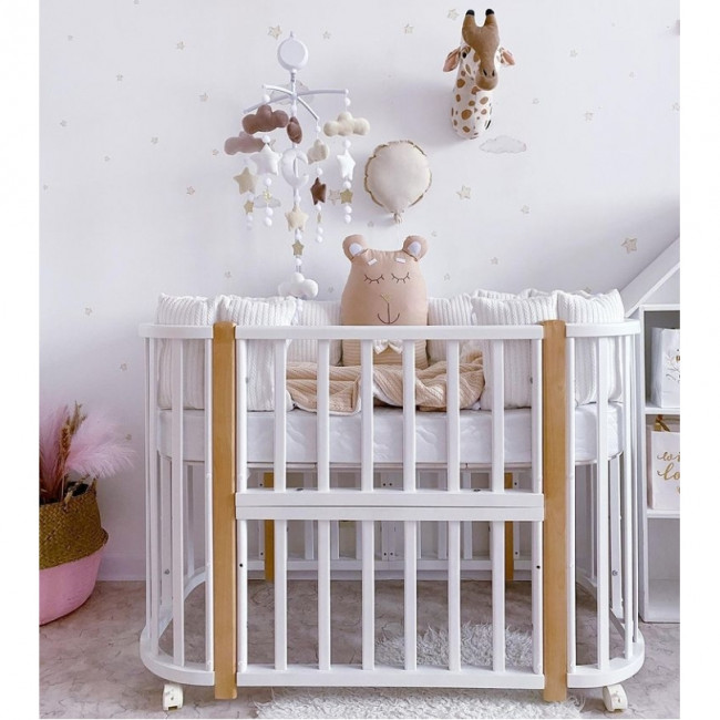 Кроватка MALIKA VERONA 4 в 1 белый, стойки бук